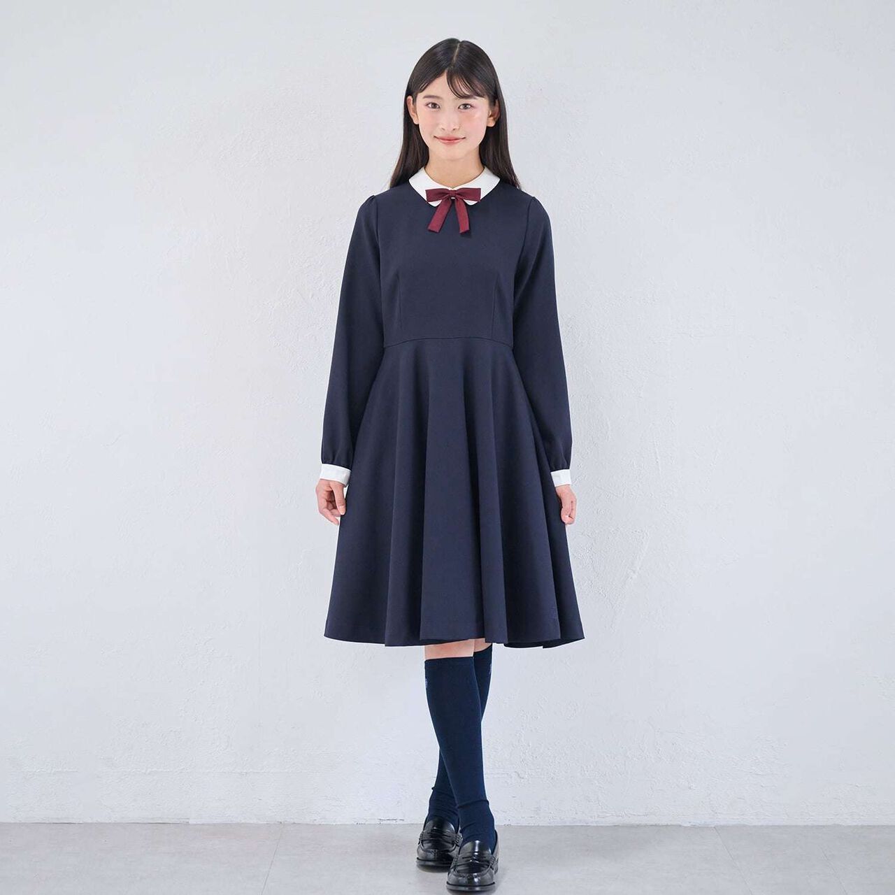 [Graduation Attire] Embroidered Logo Knee-High Socks,Deep red, large image number 11