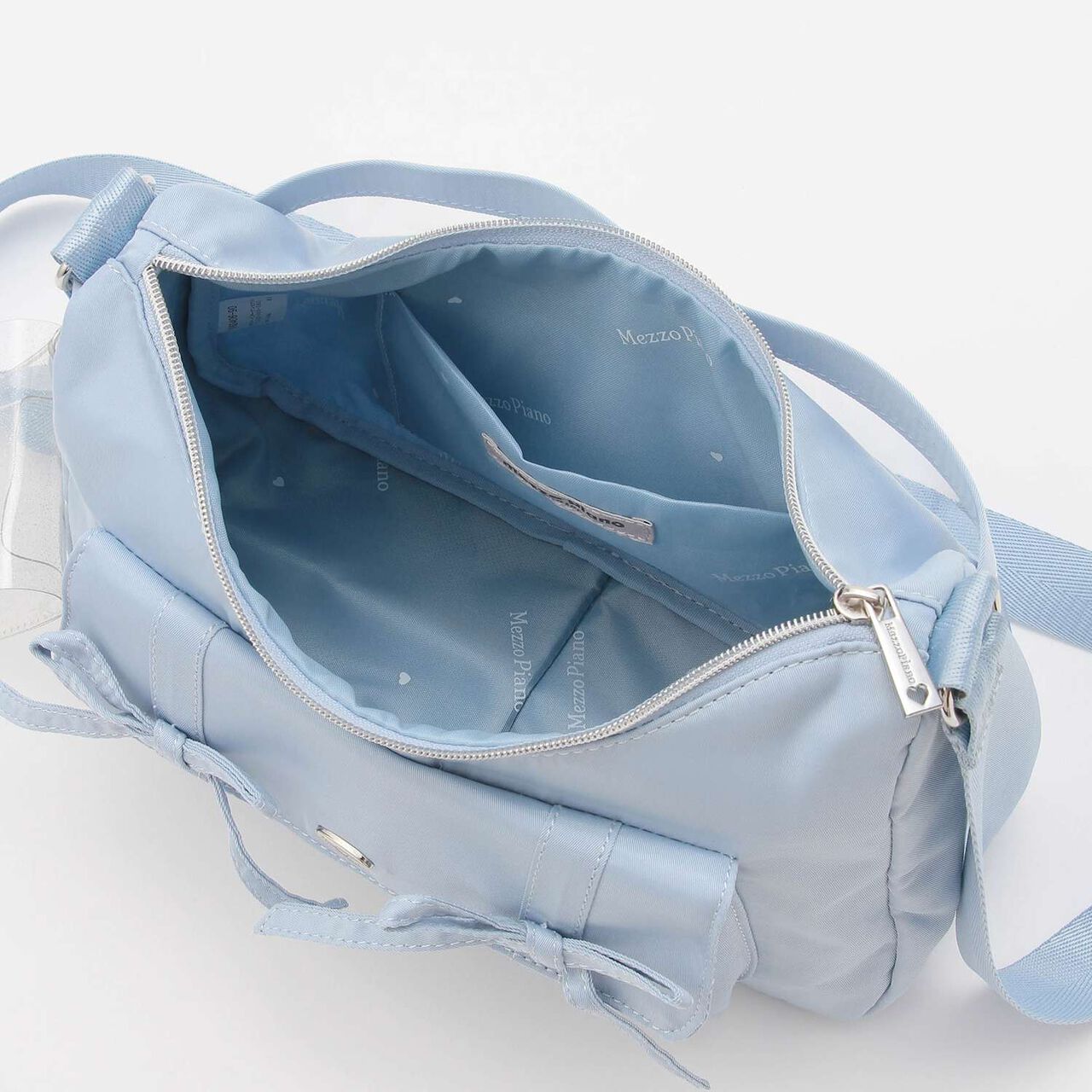 Sparkling Ribbon Shoulder Bag with Pouch,Light blue, large image number 4