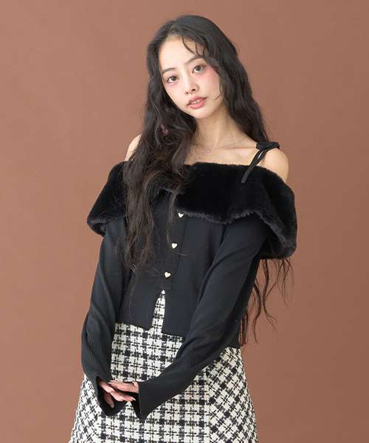 2 WAY Off-Shoulder Knit Pullover [Korean Fashion],Gray, medium image number 2