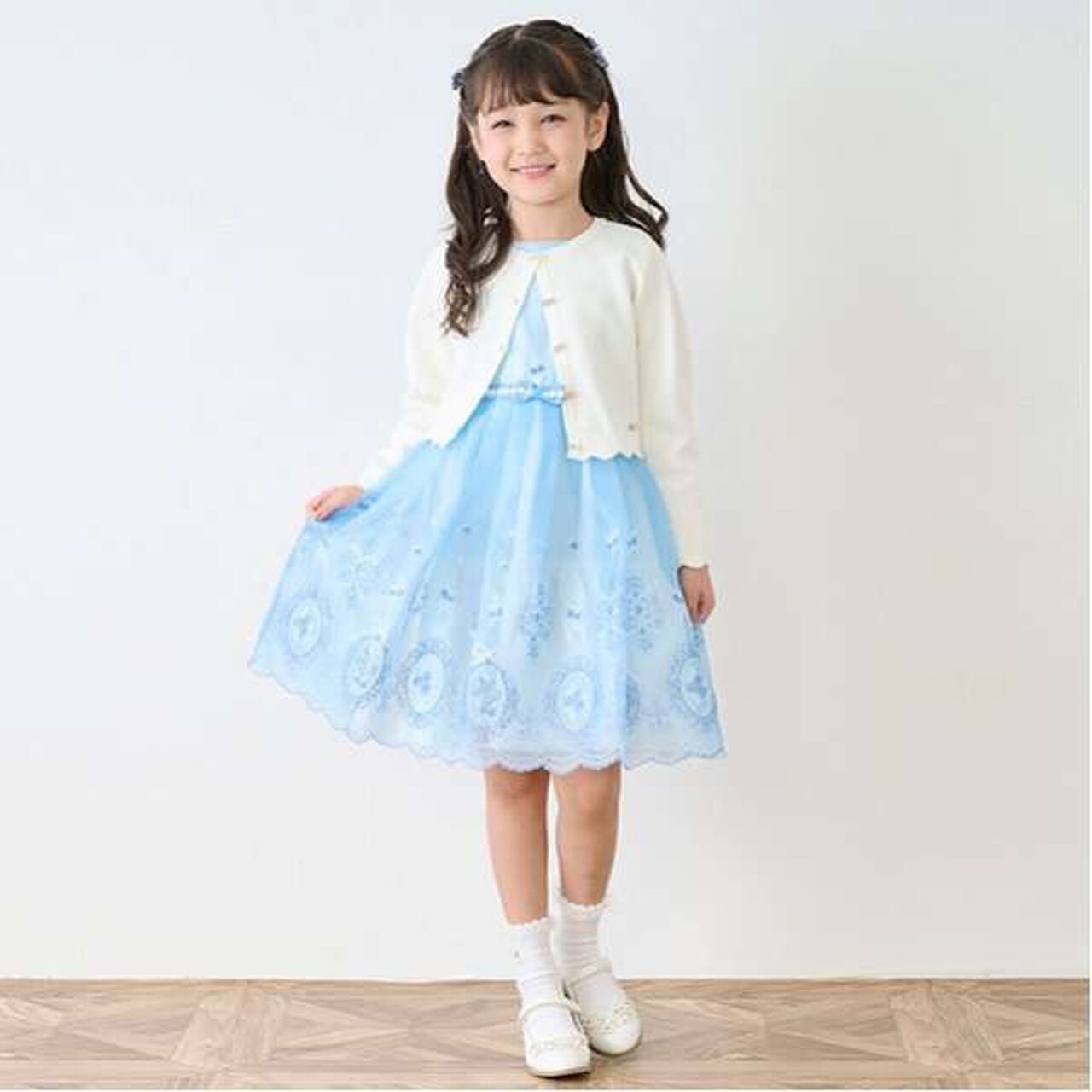 Rose Embroidery Organza One-Piece Dress,Black, large image number 21