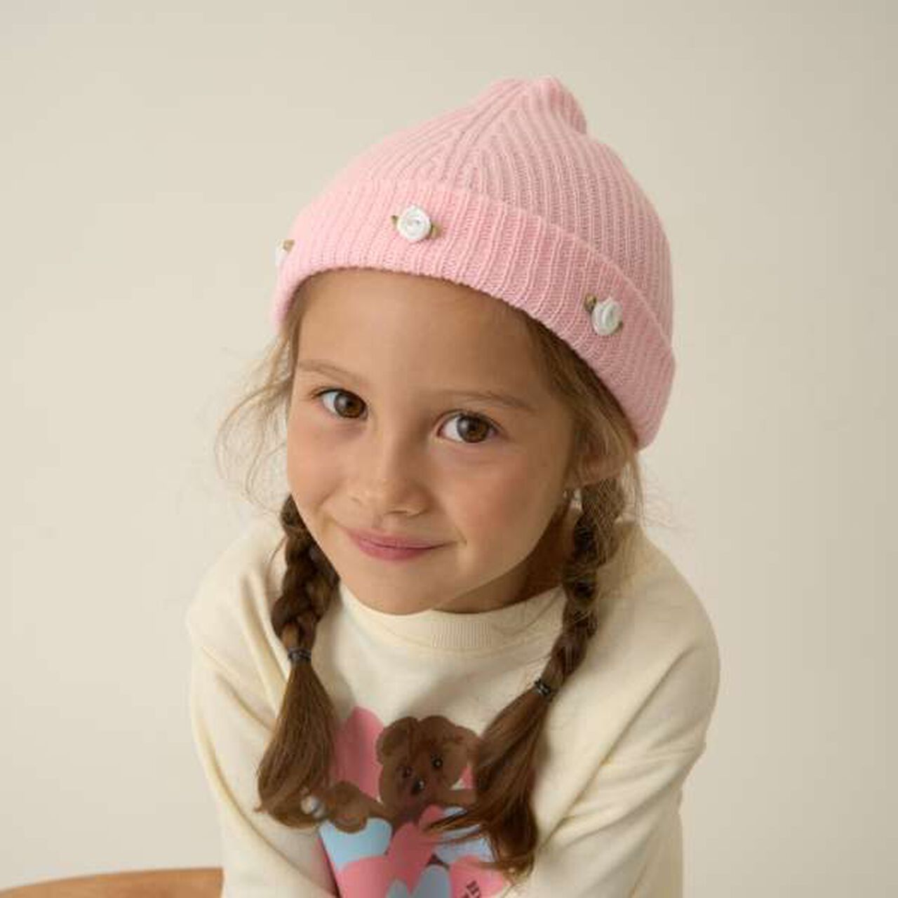 Ribbon Flower Assortment Knit Cap,Sax blue, large image number 4