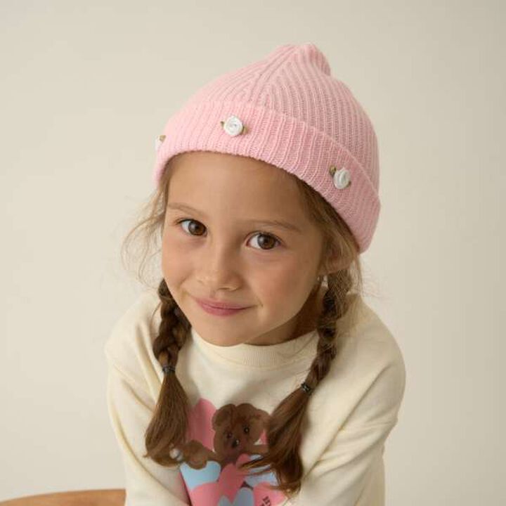 Ribbon Flower Assortment Knit Cap,Sax blue, medium image number 4