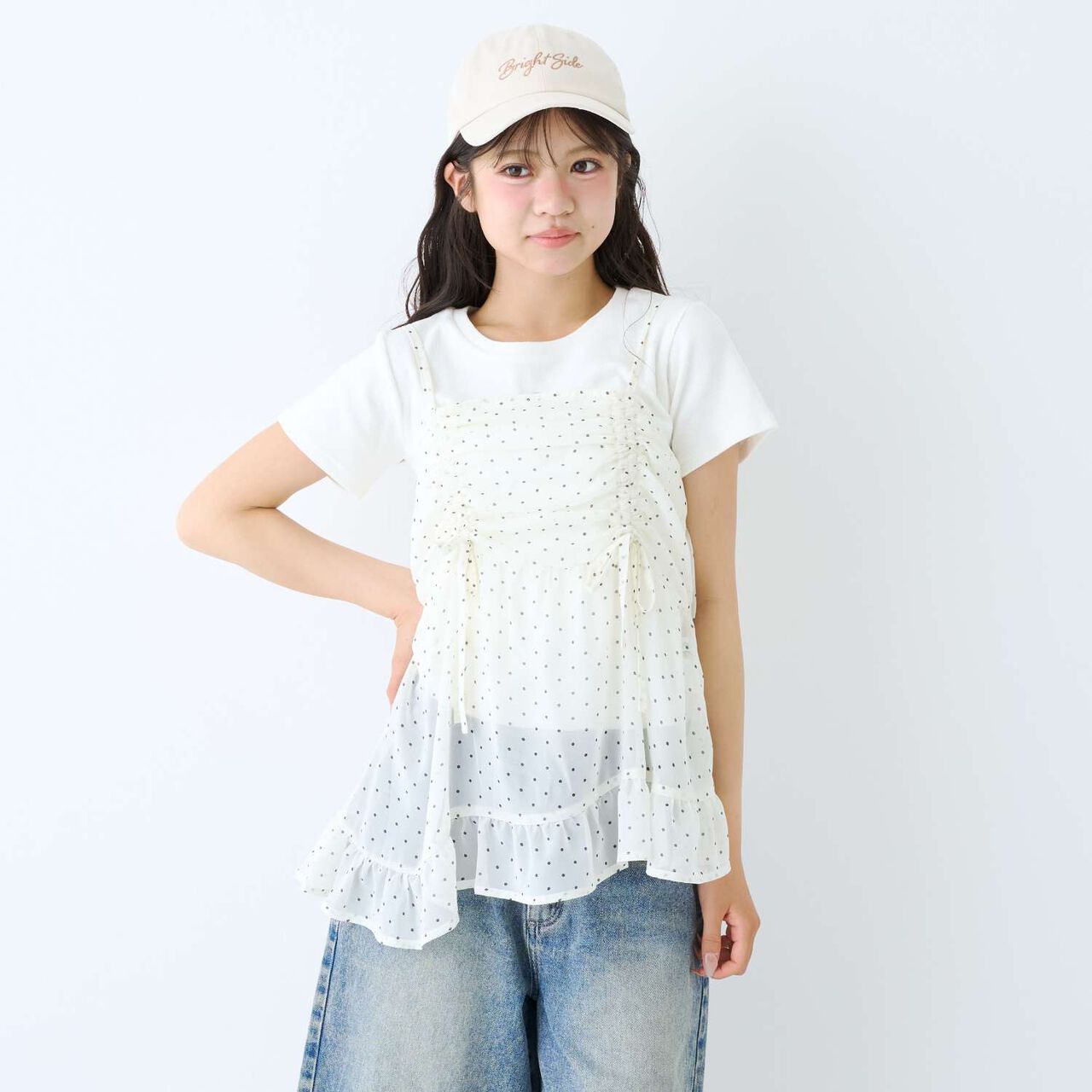 [LTXC/Antibacterial Deodorizing] Inner Lined Irregular Hem Camisole Tunic,Polka dots, large image number 0