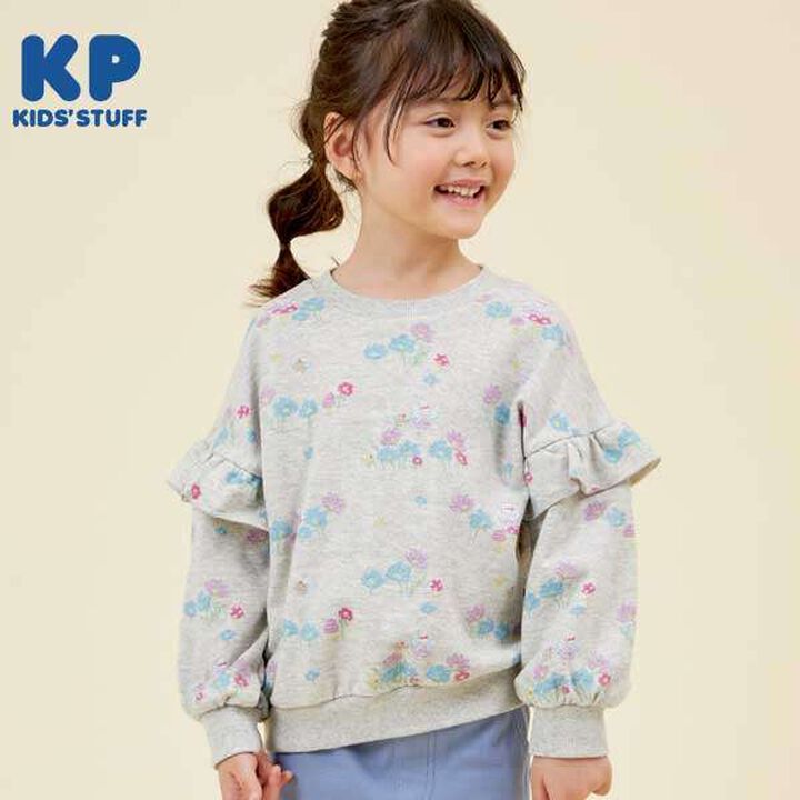 [Made in Japan] Rabbit All-Over Pattern Sleeve Frill Sweatshirt (120-130),Off white, medium image number 15