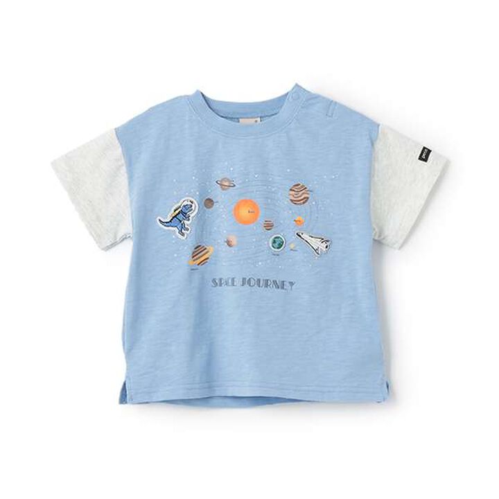 Anti-Stain Short Sleeve T-Shirt with Space Graphic,Off white, medium image number 11