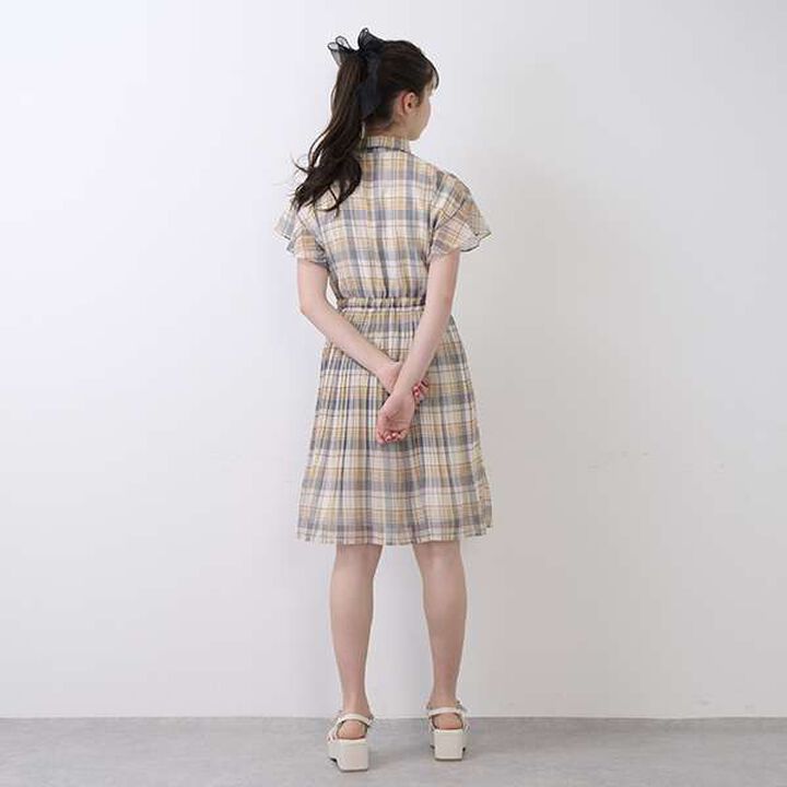 Collared Pleated One-Piece Dress,Black, medium image number 6