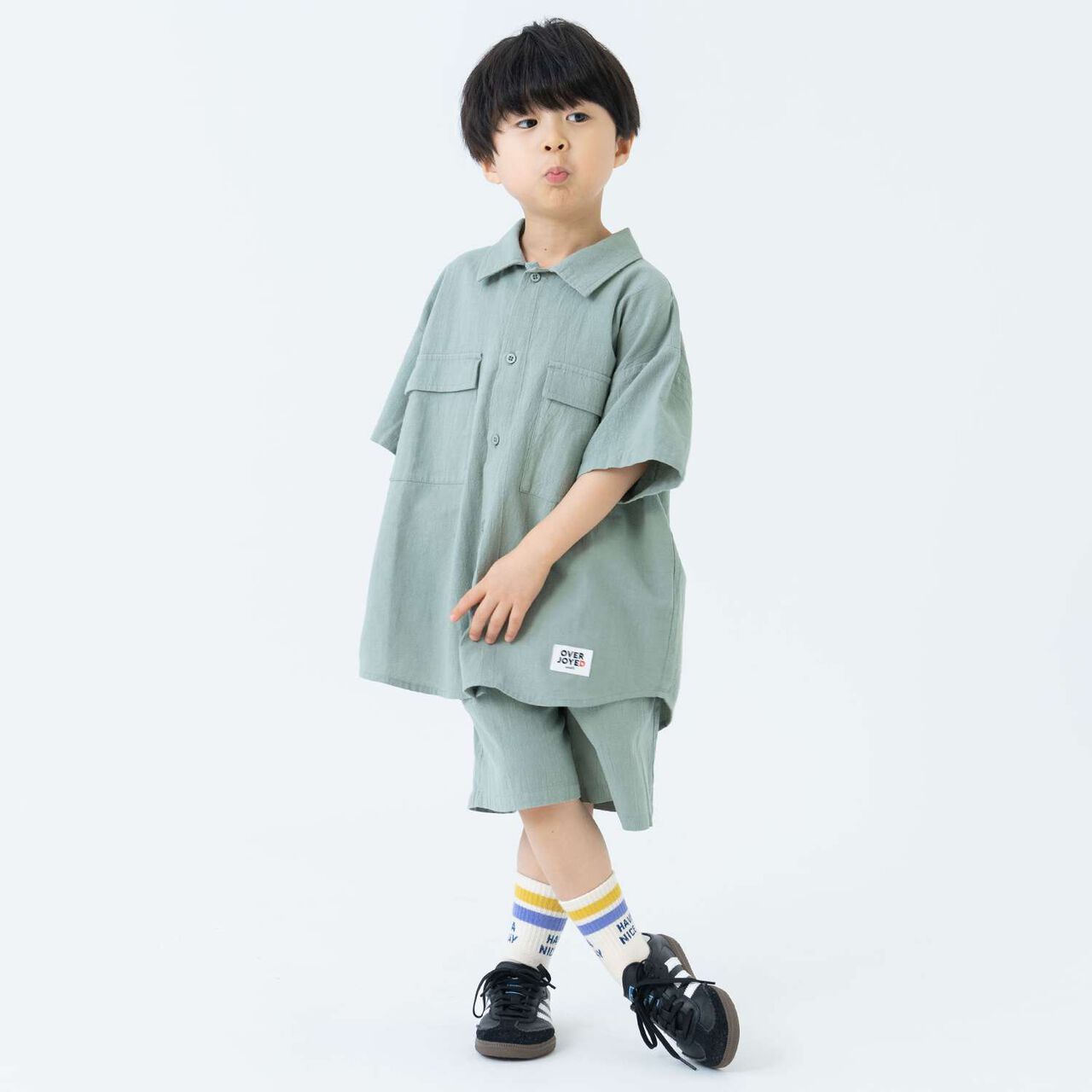 Wide Silhouette Outfit Set,Green, large image number 12