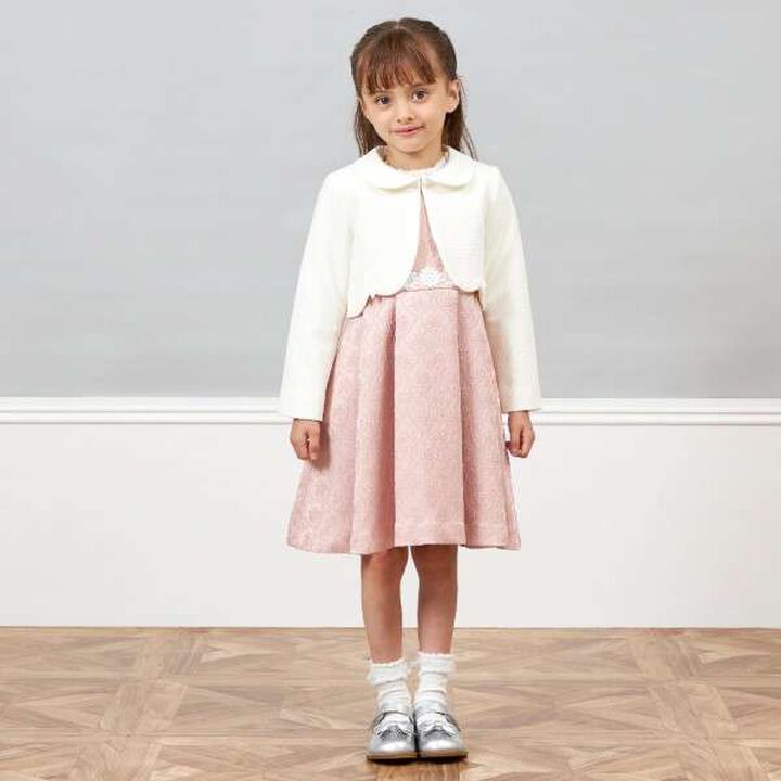 KP Ripple Ponte Fabric Collared Bolero [110-130],Off white, medium image number 4