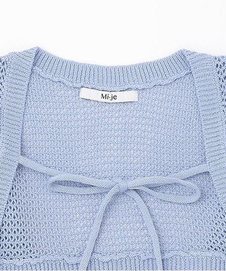 Mesh Ribbon Cardigan,Blue, medium image number 5