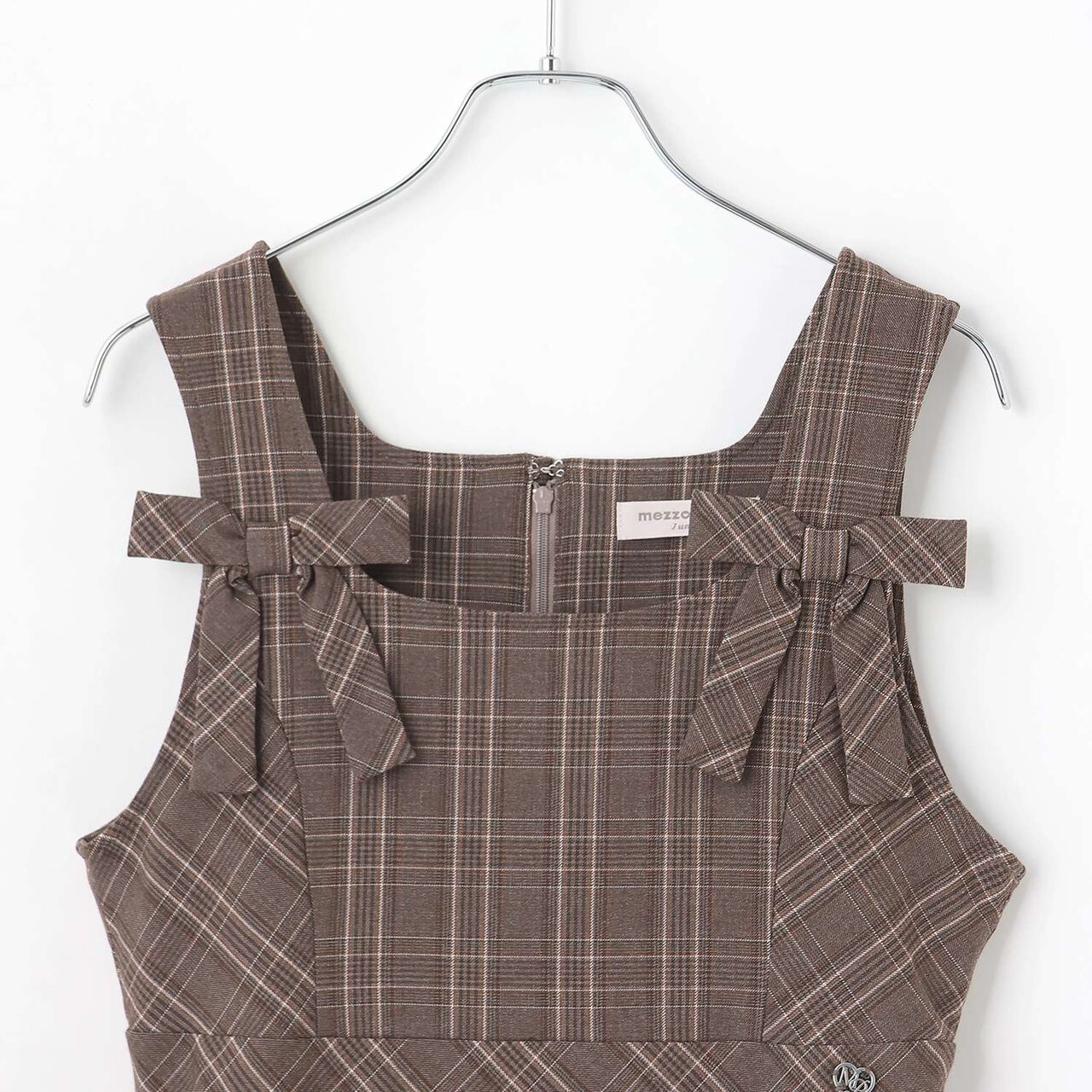 Twin Ribbon Jumper Skirt,Brown, large image number 2