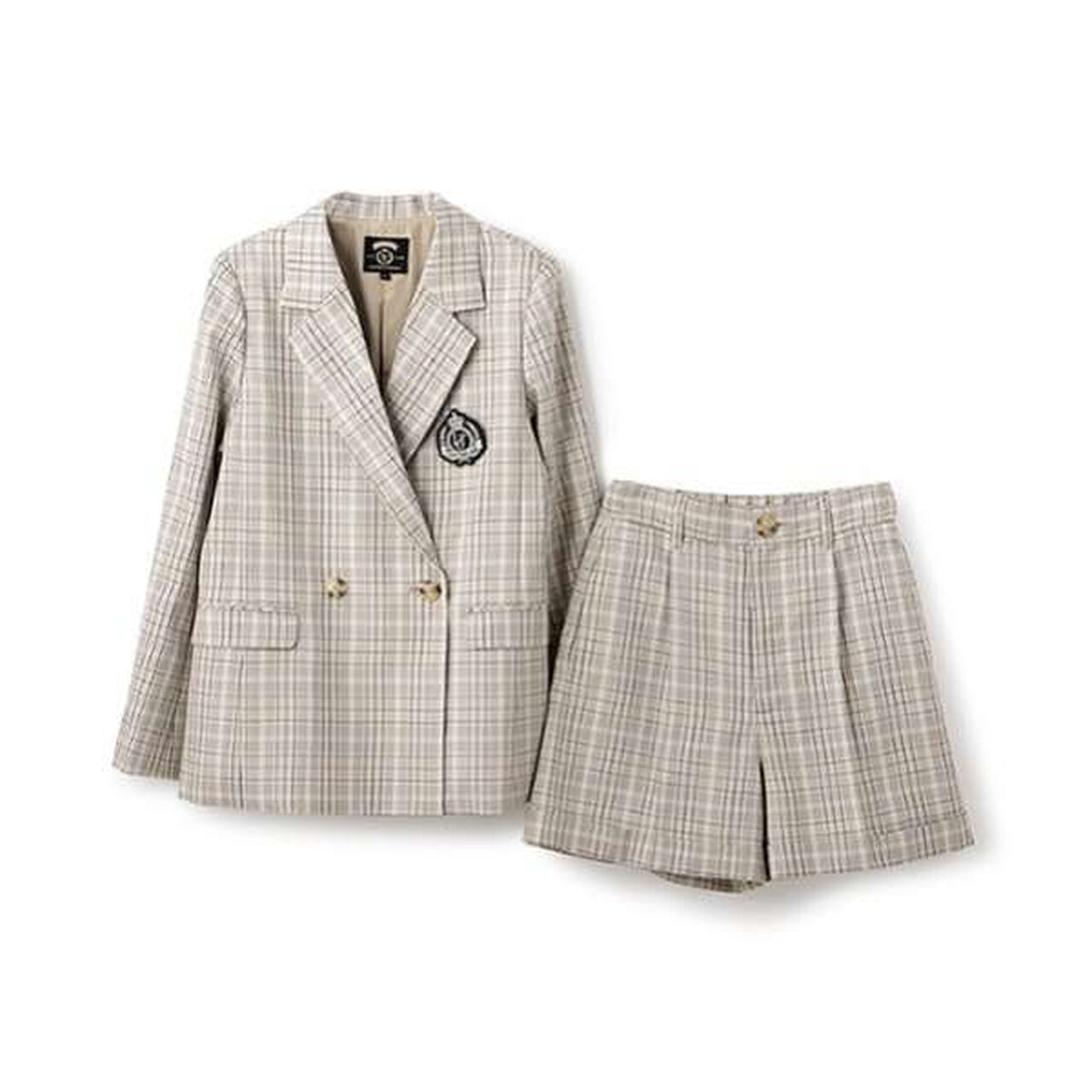 [Graduation Attire] Emblem Jacket and Shorts Outfit Set,Gray, large image number 13
