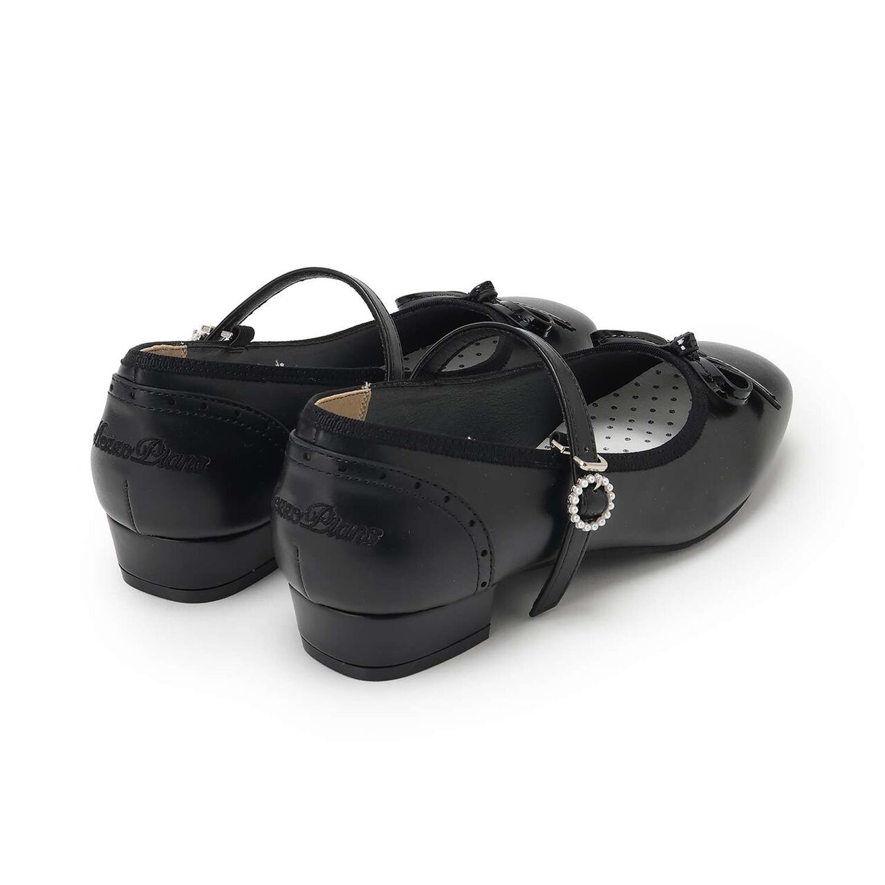 Jeweled Buckle Strap Shoes,Black, large image number 6