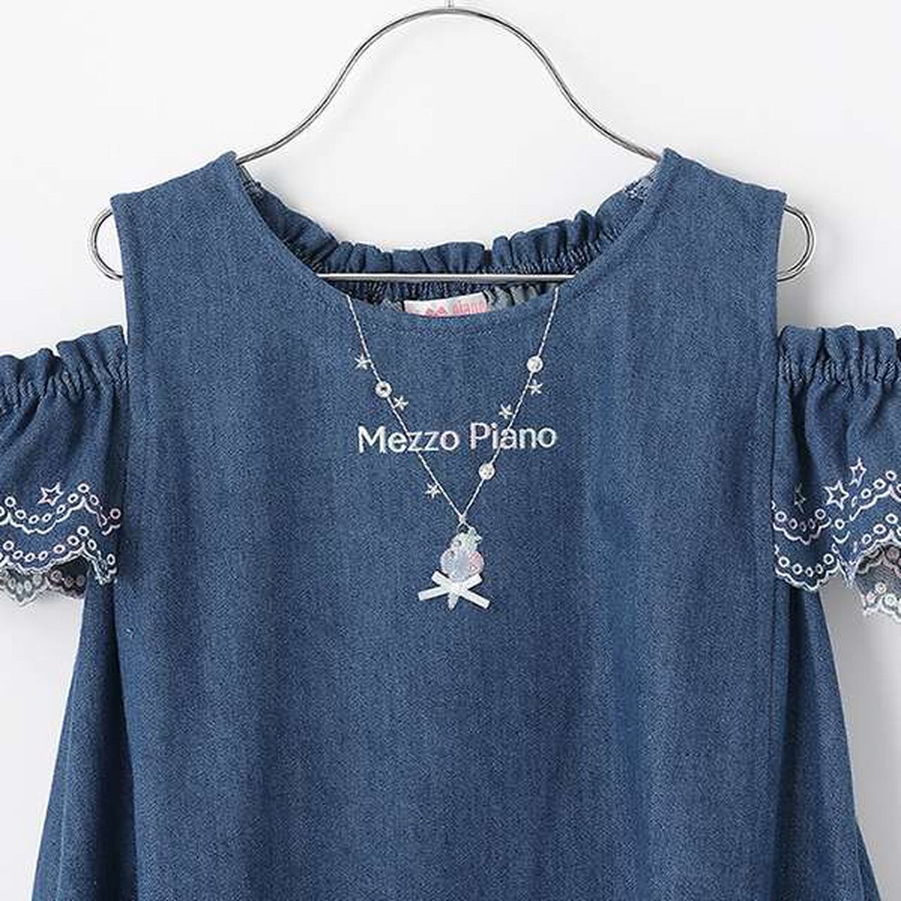 Necklace Embroidery 2 WAY Denim One-Piece Dress,Sax blue, large image number 2