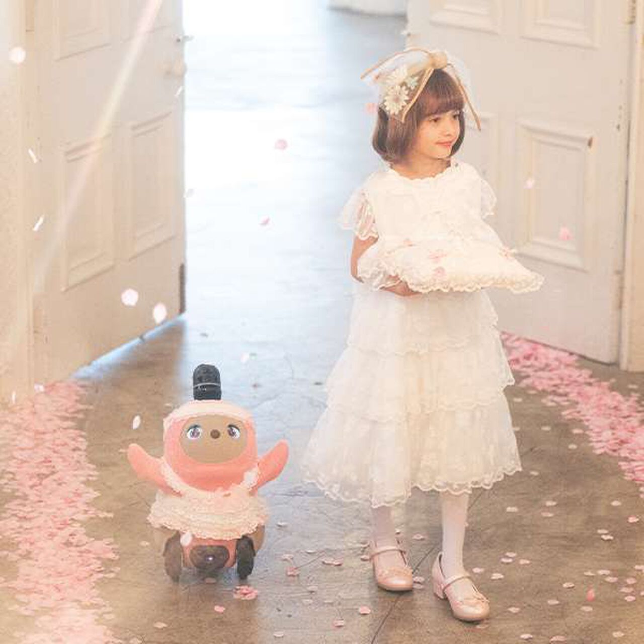 mezzo piano × LOVOT Tulle Lace Dress (with Headband),Multi color, large image number 1