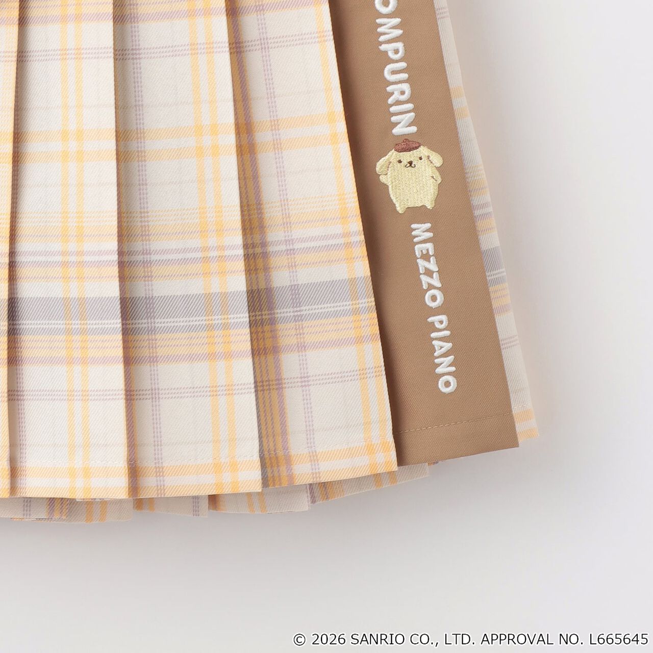 [Pompompurin] Pouch Check Pleated Skirt-Pants,Yellow, large image number 6