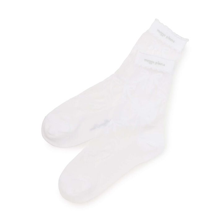 Ribbon Pattern Sheer Socks,Black, medium image number 4