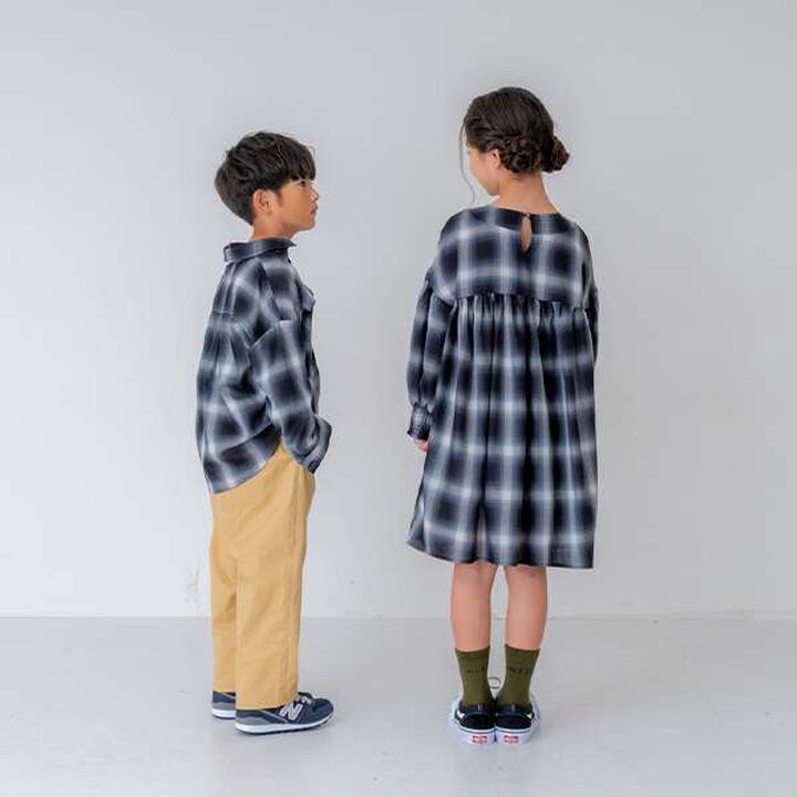 [Link] Ombre Check Emblem Embroidered Shirt,Orange, medium image number 4