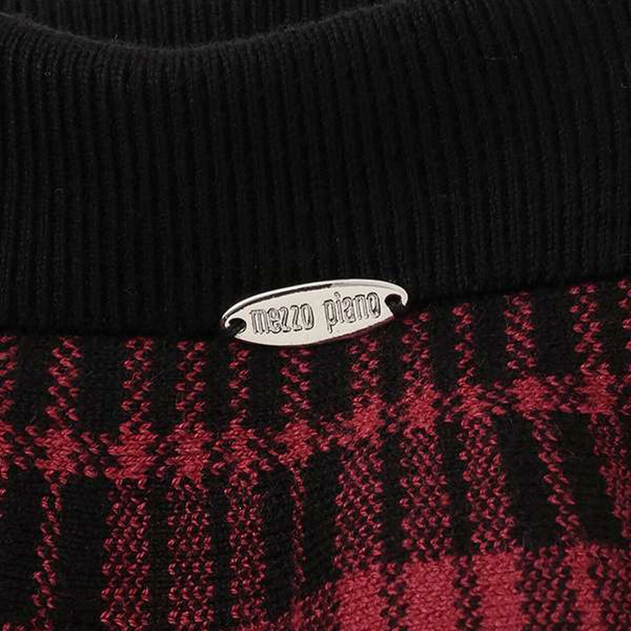 Check Jacquard Knit Skirt,Red, large image number 4