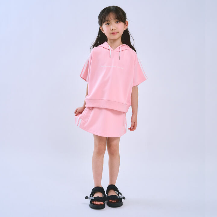 [Cool Touch] Striped Short-Sleeve Hoodie Outfit Set,, medium