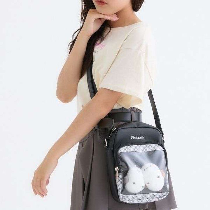 PU Checkered Shoulder Bag,Black, medium image number 0