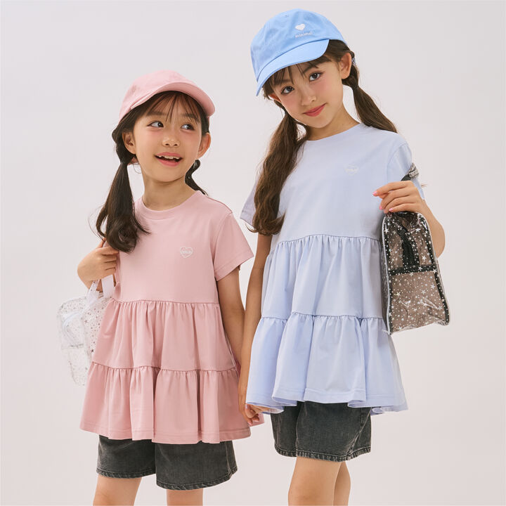 [DailyMe] Short-Sleeve Tiered Tunic with Heat Shielding, Quick-Dry & Antibacterial,Sax blue, medium image number 7