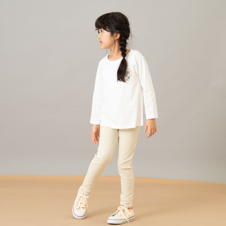 [365D.] Anti-Stain Stripe Jersey Knit Leggings,Salmon pink, medium image number 3