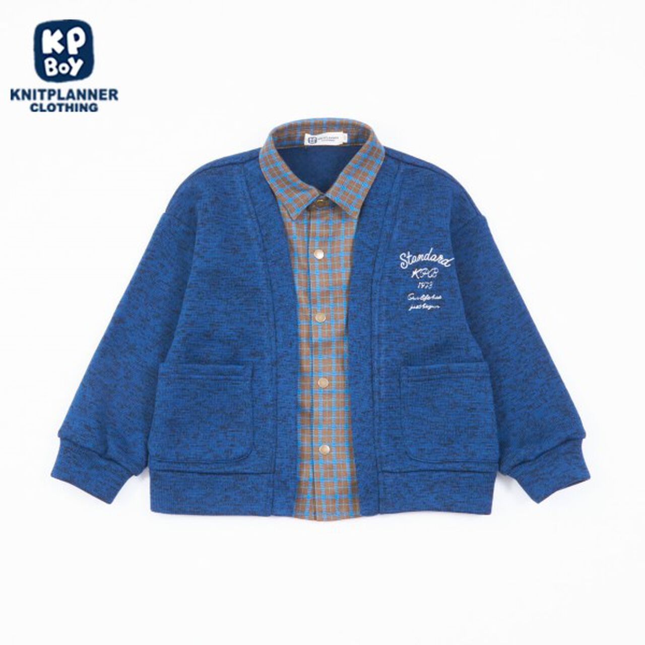 KP Boy Layered Cardigan (110-140),Blue, large image number 0