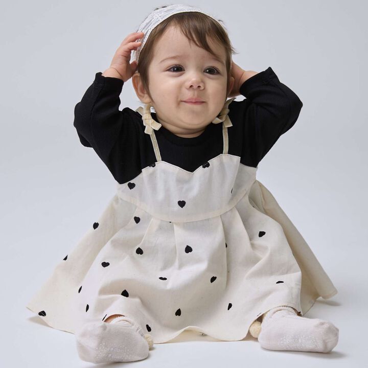 [Link] Heart Embroidered Peplum Long-Sleeve T-Shirt,Ivory, medium image number 3