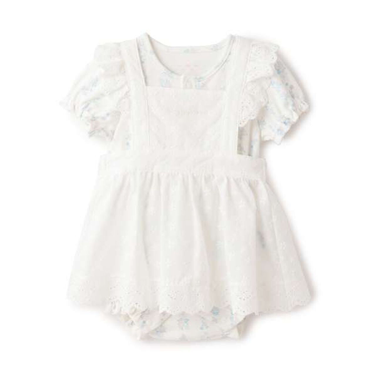 Short-Sleeve Romper & Lace Apron Skirt Set,Light pink, large image number 13