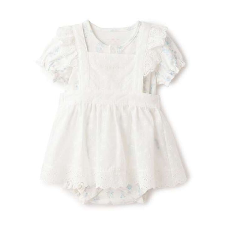 Short-Sleeve Romper & Lace Apron Skirt Set,Light pink, medium image number 13