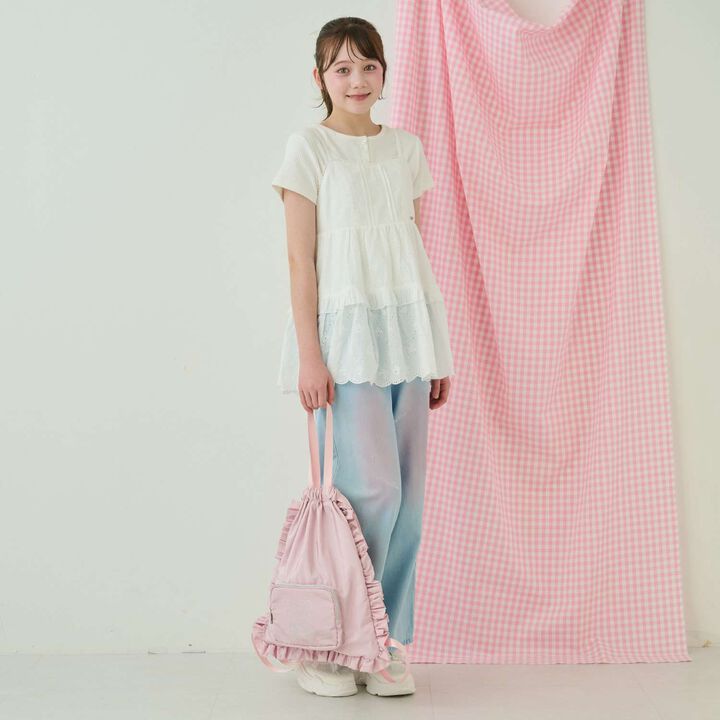 Ribbon Lace Tunic & [Cool Touch] T-Shirt Set,Off white, medium image number 12