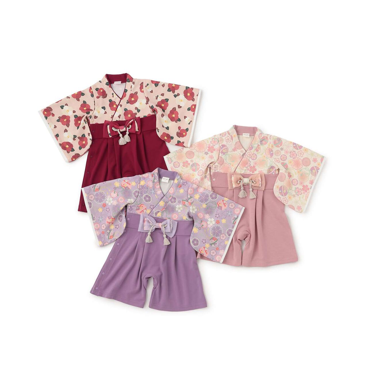 Girls Hakama Coverall,Red, large image number 13