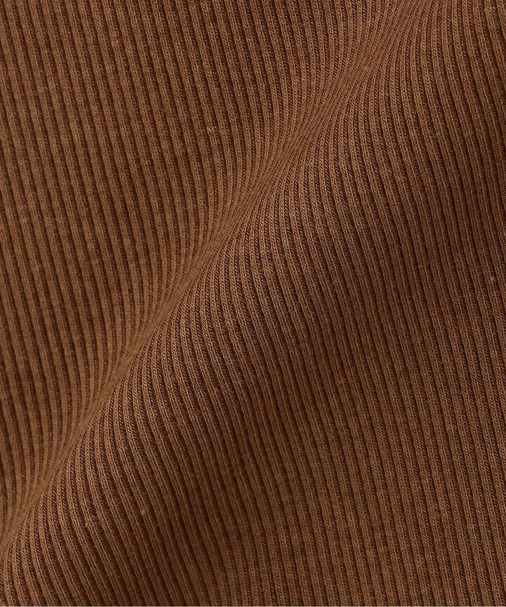 Lace-Up Ribbed Short-Sleeve T-Shirt,Brown, medium image number 6