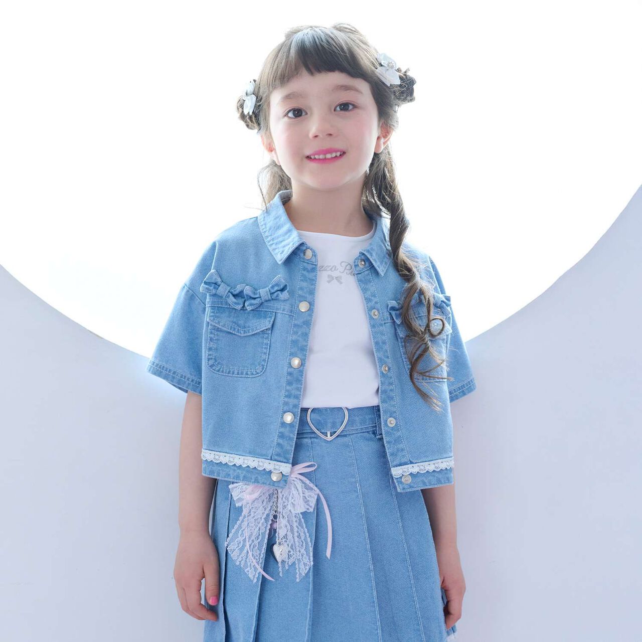 Cool Touch Denim Shirt & T-Shirt Set,Turquoise, large image number 0
