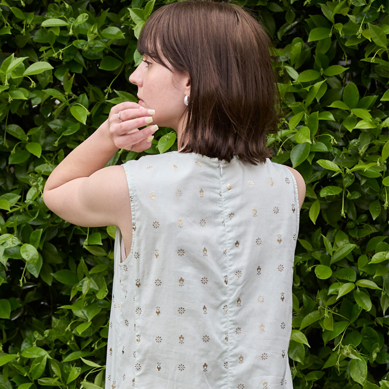 [Link] Foil Print One-Piece Dress,Light pink, large image number 4