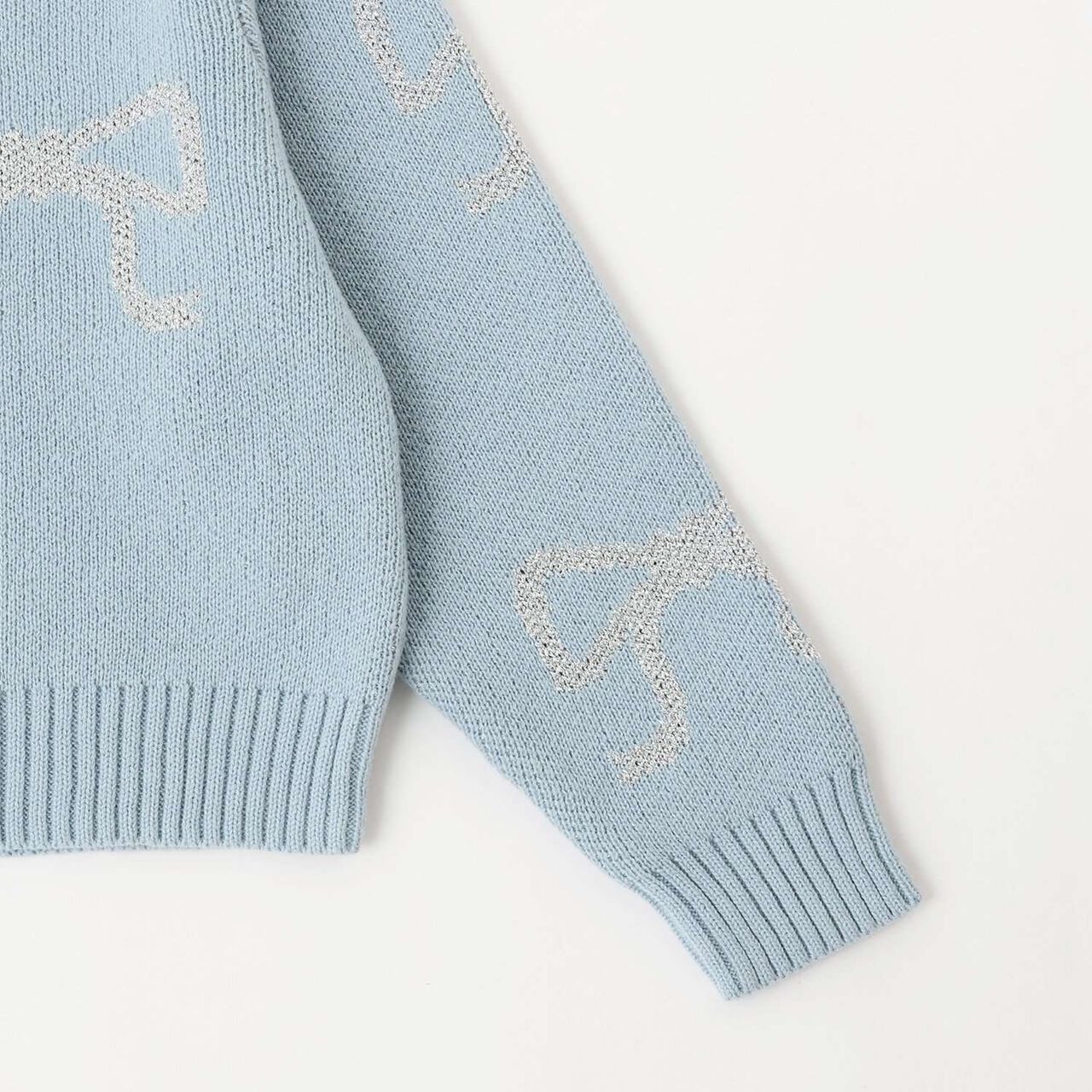 Short Lame Ribbon Sweater,Sax blue, large image number 6