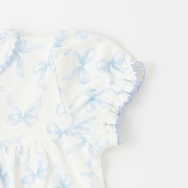 [Box Included] Ribbon Pattern Short-Sleeve 2-Way All-in-One & Bib Set,Sax blue, medium image number 4