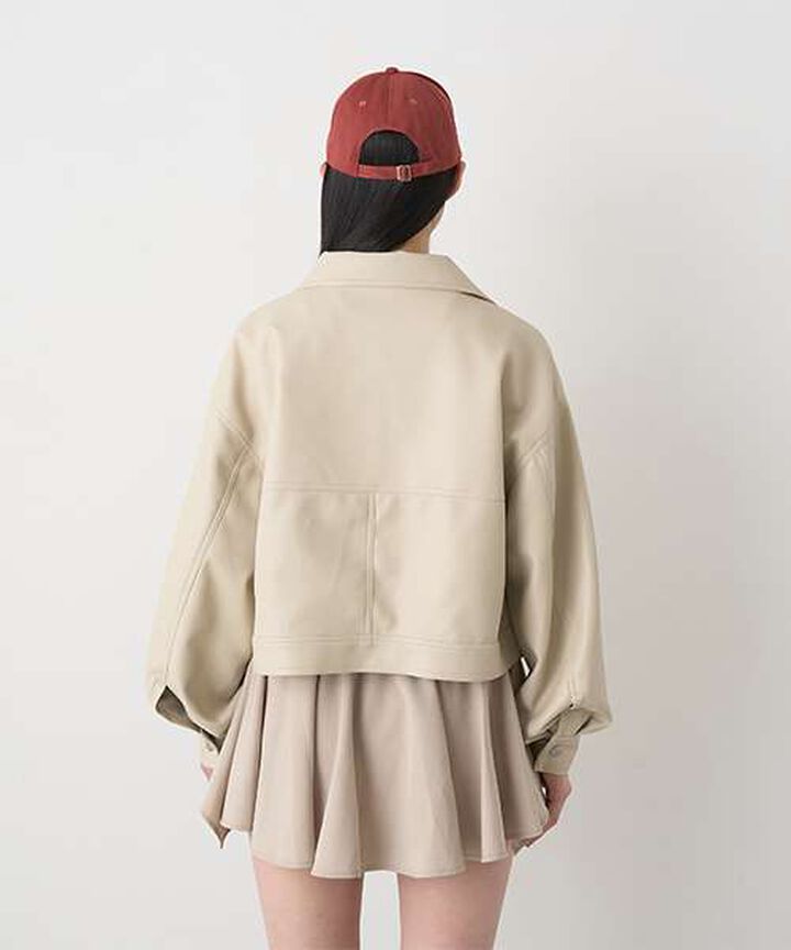 Compact Leather Jacket,Ivory, medium image number 10