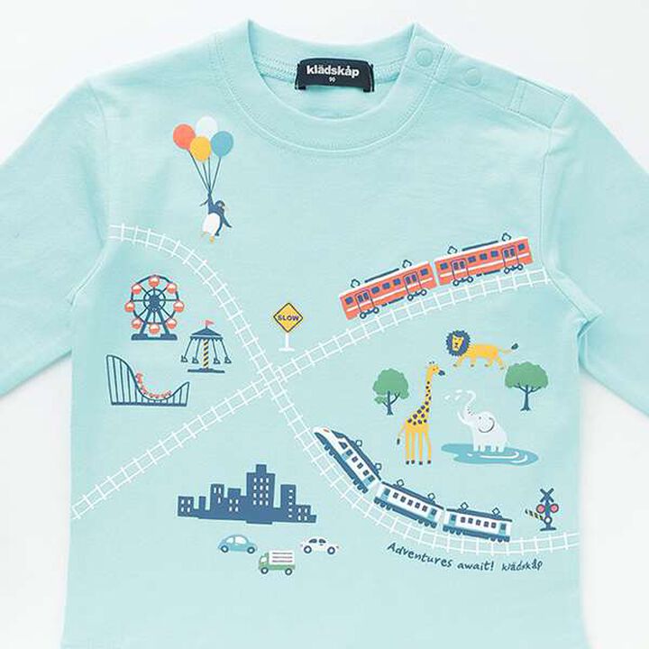 Train Animal Amusement Park Long-Sleeve T-Shirt,Light blue, medium image number 3