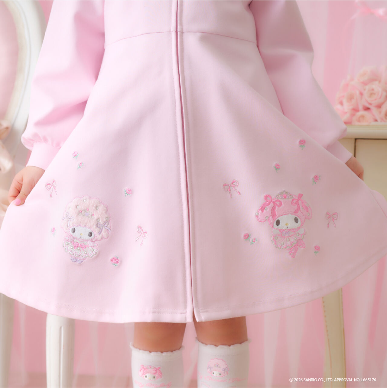 My Melody / My Sweet Piano Front Zip One-Piece Dress,Pink, large image number 18