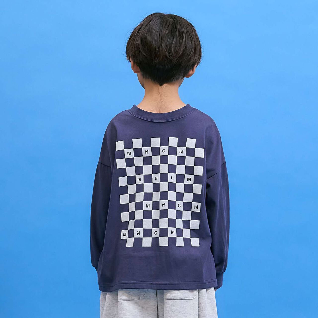 [Anti-Stain & Quick-Dry & Shape Retention] Checker Flag Printed T-Shirt [MNCM],Navy, large image number 30