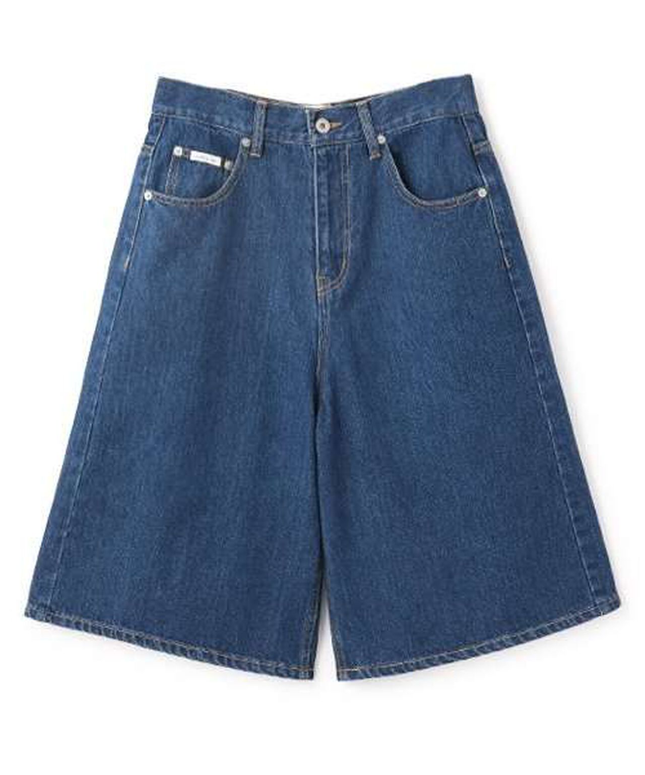 Denim Wide Half Pants,Blue, large image number 0