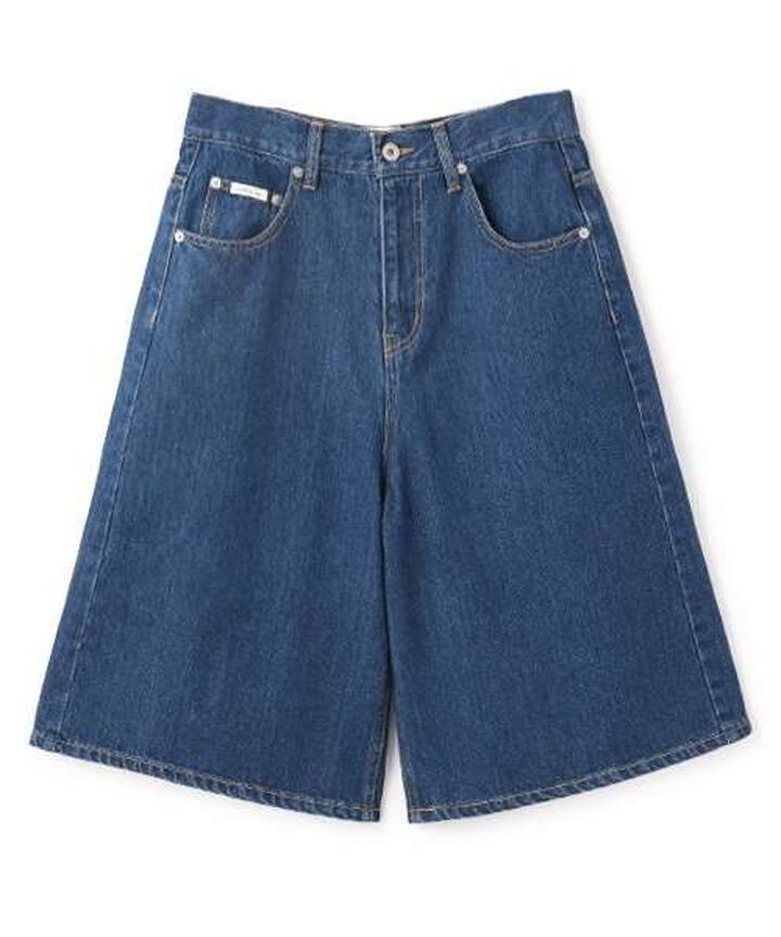 Denim Wide Half Pants,Blue, medium image number 0