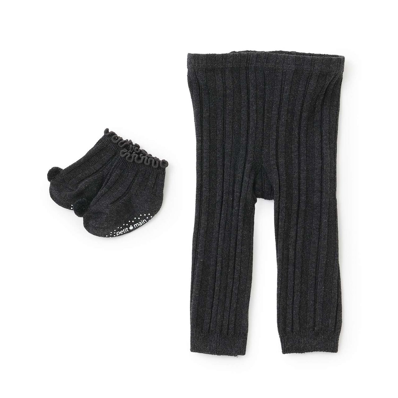 Leggings with Socks,Charcoal gray, large image number 0
