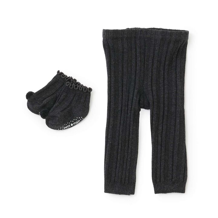 Leggings with Socks,Charcoal gray, medium image number 0