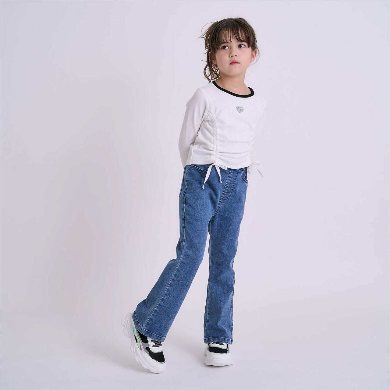 Stretch Denim Flared Pants,Blue, large image number 10