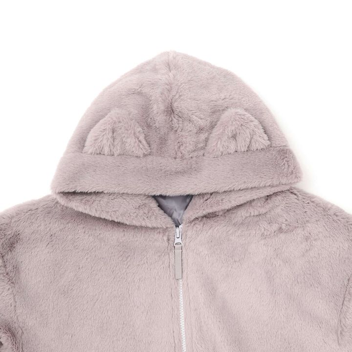 [Milky Coast] Cat Ear Fur Parka,Light gray, medium image number 2
