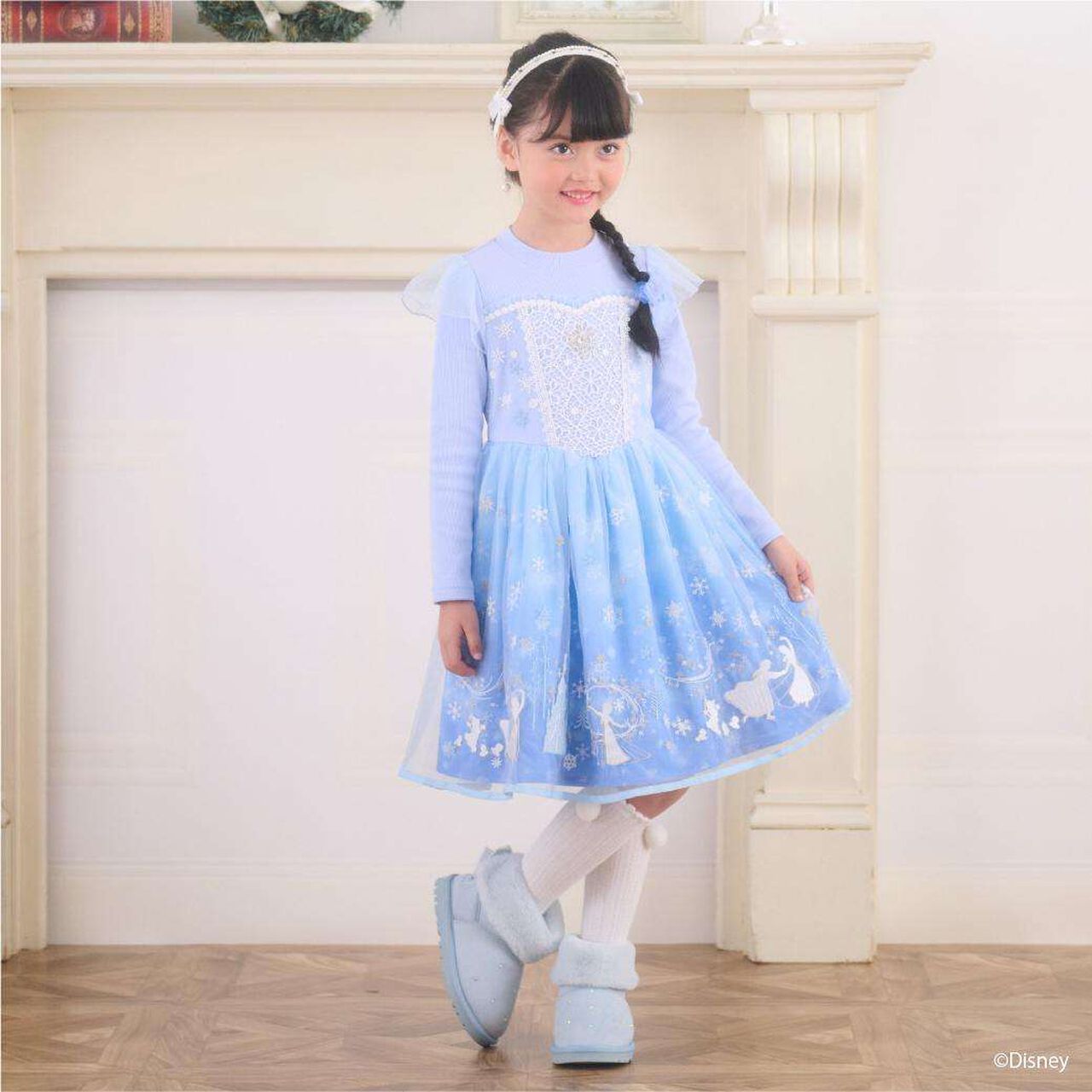 [Elsa] Frozen One-Piece Dress,Sax blue, large image number 0