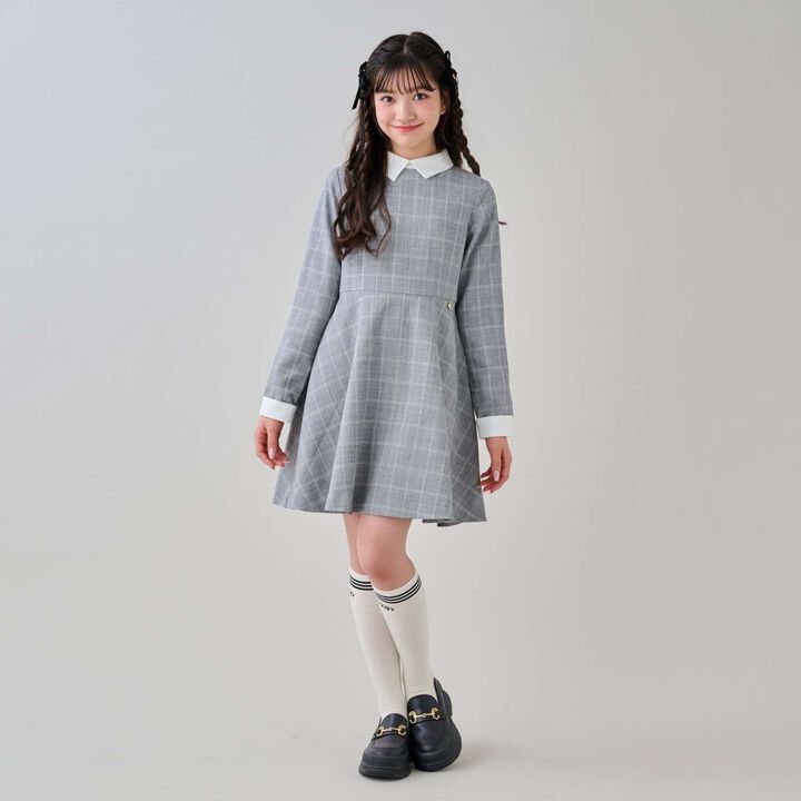 [Graduation Attire] Collared One-Piece Dress,Charcoal gray, medium image number 4