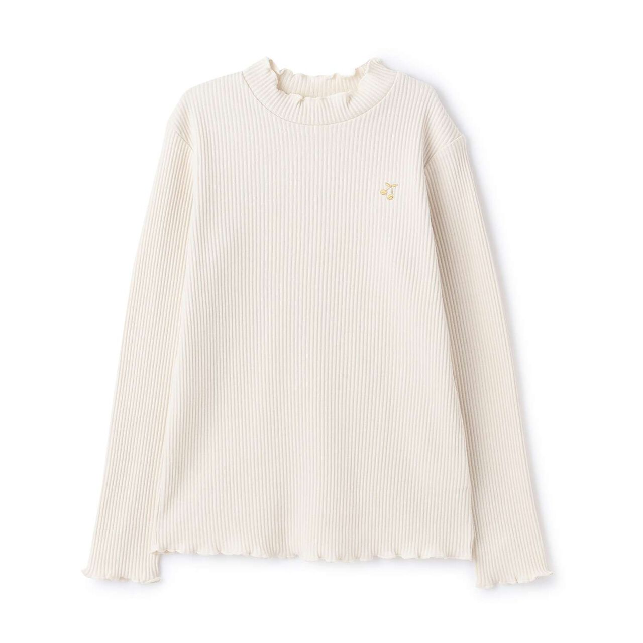 Mellow Frill Long-Sleeve T-Shirt,Pearl white, large image number 0